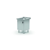 Sink table with hinged door cabinet – welded, 1 sink basin, depth: 700 mm., HENDI, Profi Line, 600x700x(H)850mm