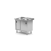 Double sink table with cabinet – welded., HENDI, Profi Line, 1000x600x(H)850mm