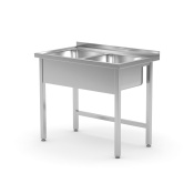 Стол с 2 мойками – сварной, HENDI, Kitchen Line, 1000x600x(H)850мм