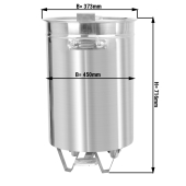 Stainless steel waste container - 100 liters - with lifting lid & foot pedal