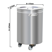 Stainless steel waste container - 75 liters
