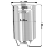 Stainless steel waste container - 75 liters - with lifting lid & foot pedal