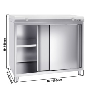 Stainless steel work cabinet 100x60cm - with sliding door - incl. cutting plate in white