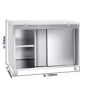 Stainless steel work cabinet 120x60cm - with sliding door - incl. cutting plate in white