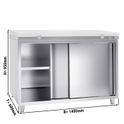 Stainless steel work cabinet 140x60cm - with sliding door - incl. cutting plate in white