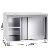 Stainless steel work cabinet 140x70cm - with sliding door - incl. cutting plate in white