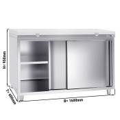 Stainless steel work cabinet 160x60cm - with sliding door - incl. cutting plate in white