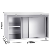 Stainless steel work cabinet 160x80cm - with sliding door - incl. cutting plate in white