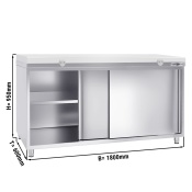 Stainless steel work cabinet 180x60cm - with sliding door - incl. cutting plate in white