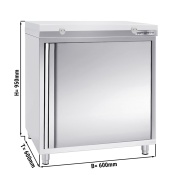 Stainless steel work cabinet 60x60cm - with sliding door - incl. cutting plate in white