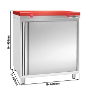 Stainless steel work cabinet 60x60cm - with sliding door - incl. cutting plate in red