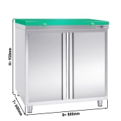 Stainless steel work cabinet 80x60cm - with sliding door - incl. cutting plate in green