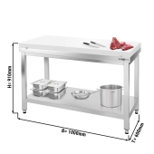 Stainless steel work table PREMIUM 1,0 m - with cutting board