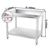 Stainless steel work table PREMIUM 1,0 m - with base shelf
