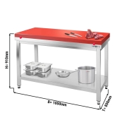 Stainless steel work table PREMIUM 1,0 m - with shelf & cutting board