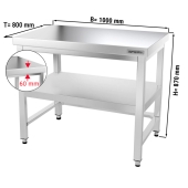 Stainless steel work table PREMIUM 1,0 m - with base shelf & support