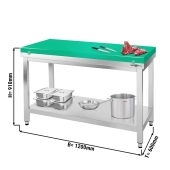 Stainless steel work table PREMIUM 1,2 m - with shelf & cutting board