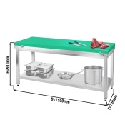 Stainless steel work table PREMIUM 1,5 m - with cutting board