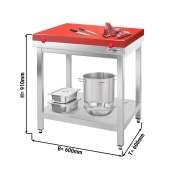 Stainless steel work table PREMIUM 0,6 m - with shelf & cutting board