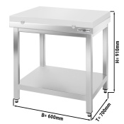 Stainless steel work table PREMIUM 0,6 m - with shelf & cutting board