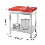 Stainless steel work table PREMIUM 0,6 m - with cutting board