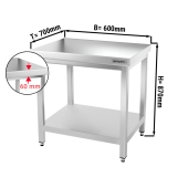 Stainless steel work table PREMIUM 0,6 m - with base shelf