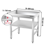 Stainless steel work table PREMIUM 0,8 m - with base shelf and support