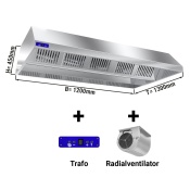 Ceiling hood 1,2 m - with motor, controller, filter and lamp