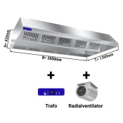 Ceiling hood 2,0 m - with motor, controller, filter and lamp