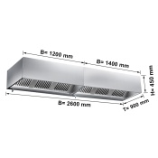 Ventilation hood 2,6 m - with Filter & lamp