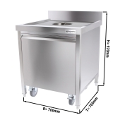 Stainless steel trash can with roll container & upstand - 50L
