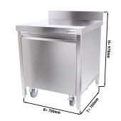 Stainless steel trash can with roll container & backsplash - 50L