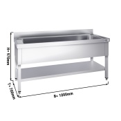 Pot sink unit with base shelf 1,0 m - 1 sink L 80 x B 50 x T 35 cm