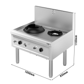 Gas wok stove - with 1 + 1 burners - 36 kW