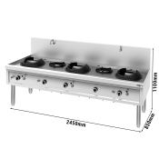 Gas wok stove - with 3 + 2 burners - 100 kW