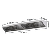 Wall hood 3,4 m - with filter & lamp