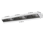 Wall hood 4,4 m - with filter & lamp