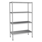 Stainless steel shelf - 1,1 x 0,4 m - with 4 wire shelves (fixed)