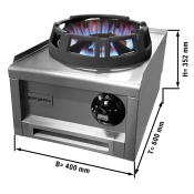 Wok gas cooker - with 1 burner - Ø 250 mm (12 kW)