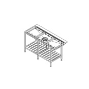 СТОЛ ПРЕДВАРИТЕЛЬНОЙ МОЙКИ С РОЛИКОВЫМ КОНВЕЙЕРОМ И ПОЛКОЙ 155X65