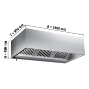 Ventilation hood 1,6 m - with Filter & lamp