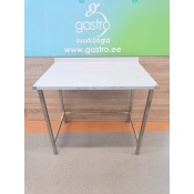 Stainless steel worktable 100x65x90cm, back edge