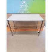 Stainless steel worktable 120x65x90cm, back edge