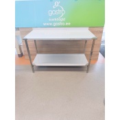 Stainless steel worktable 140x65x90cm, back edge+shelf