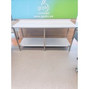 РАБОЧИЙ СТОЛ ИЗ НЕРЖАВЕЮЩЕЙ СТАЛИ 160X65X90 СМ, ЗАДНИЙ КРАЙ+ПОЛКА