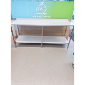 РАБОЧИЙ СТОЛ ИЗ НЕРЖАВЕЮЩЕЙ СТАЛИ 220X65X90 СМ, ЗАДНИЙ КРАЙ+ПОЛКА