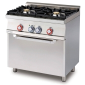 Combined range static oven - N. 2 burners Static oven cm. 67x38x34h, temp: 50÷250°C, with 1 grid cm.65x36