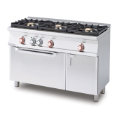 Gas range - N. 3 burners - Electric static oven  with grill cm. 67x38x34h, temp: 50÷250°C, with 1 grid cm.65x36 - Neutral cabinet with door