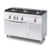 Gas range - N. 3 burners - Electric static oven  with grill cm. 67x38x34h, temp: 50÷250°C, with 1 grid cm.65x36 - Neutral cabinet with door