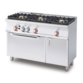 Gas range - N. 3 burners - Gas static oven with grill cm. 67x38x34h, temp: 50÷250°C, with 1 grid cm.65x36 - Neutral cabinet with door